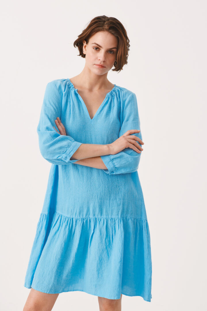 Robe ample color en lin