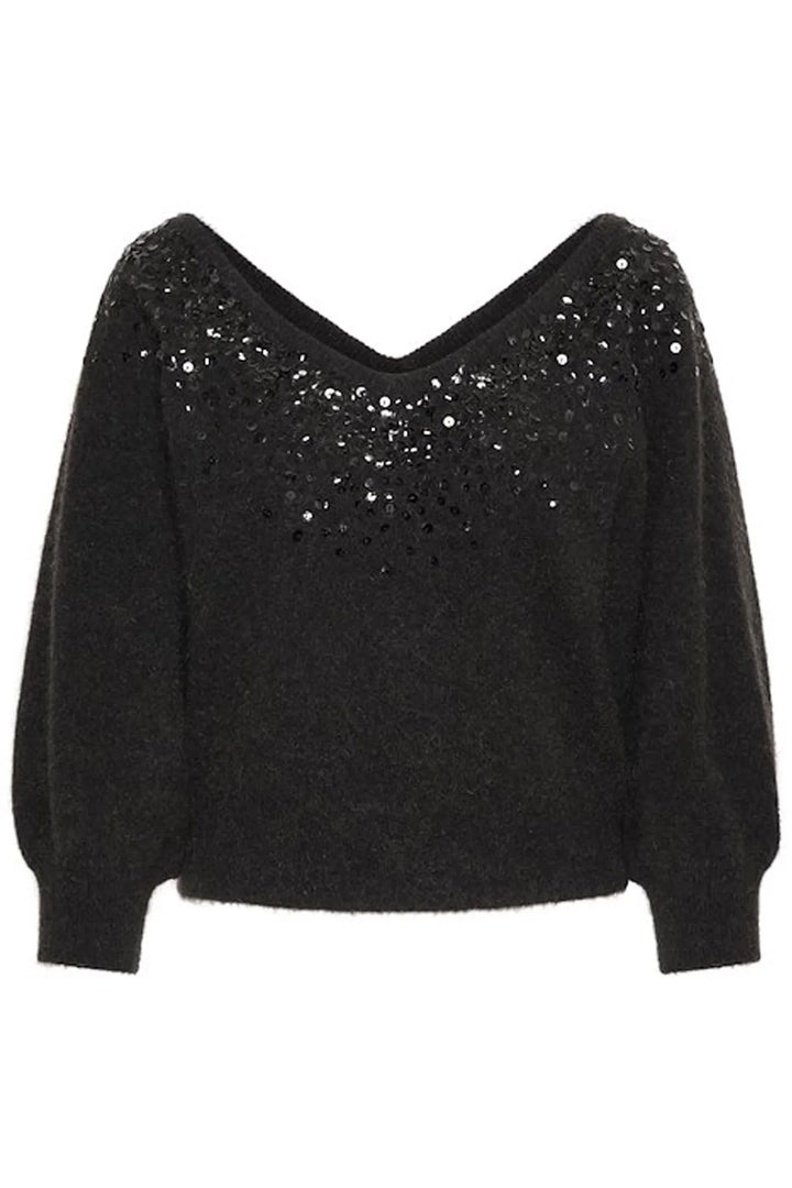 Pull col plongeant et strass