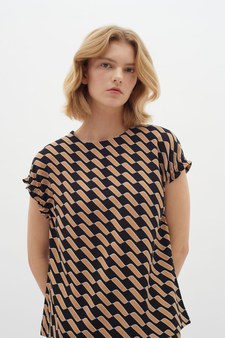 Blouse à motifs rectangulaires