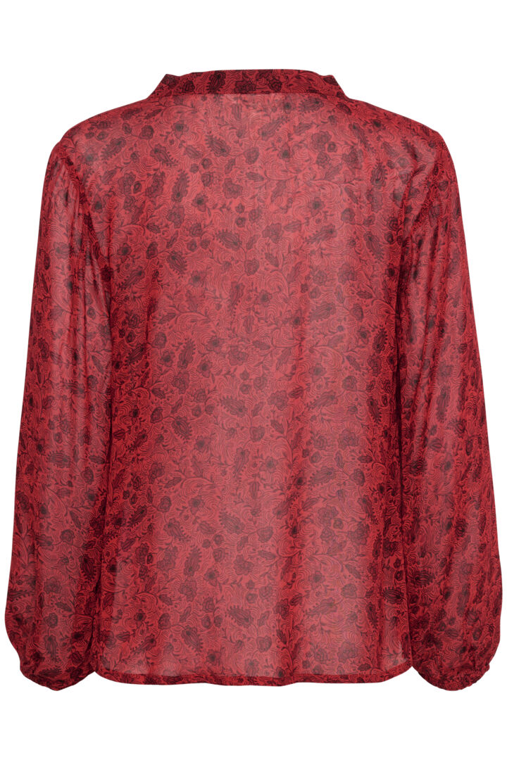 Blouse transparente avec motif de feuilles