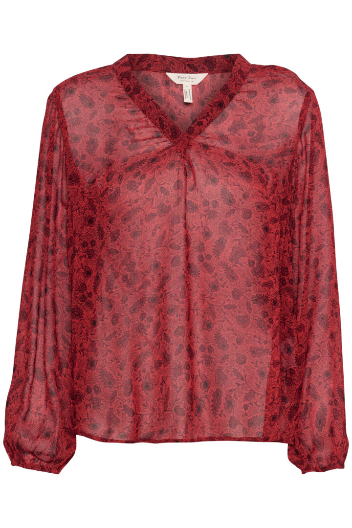 Blouse transparente avec motif de feuilles