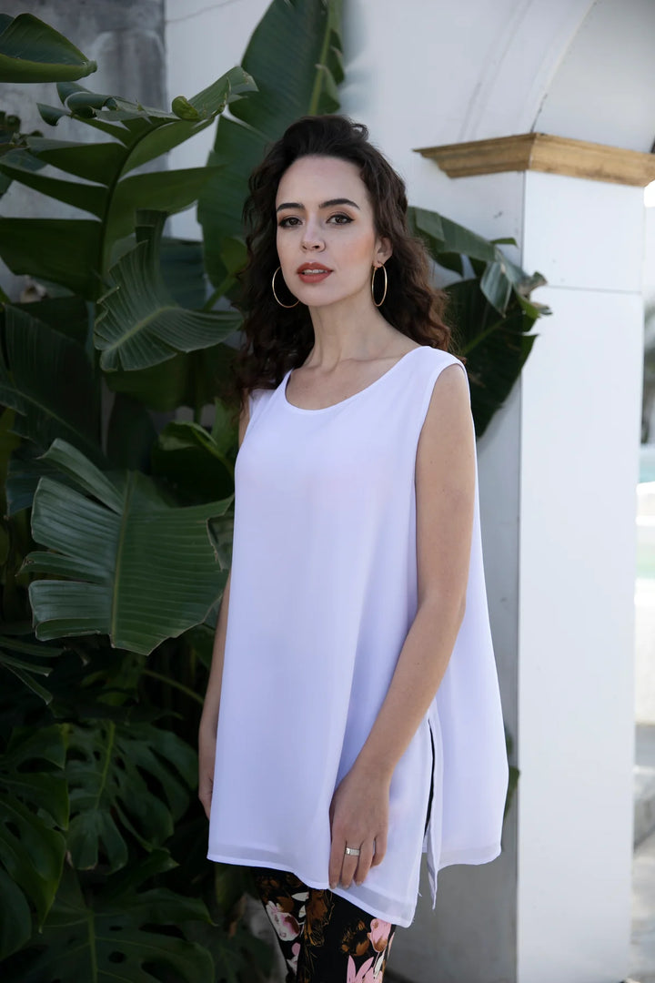 Camisole longue avec bretelles larges