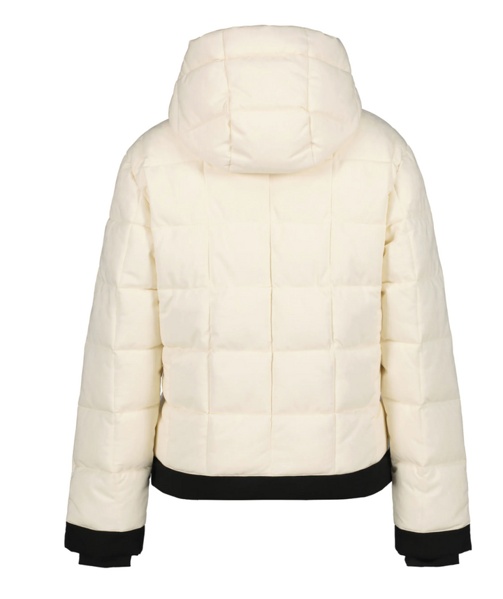 Manteau puffer court rehaussé d'accents noirs