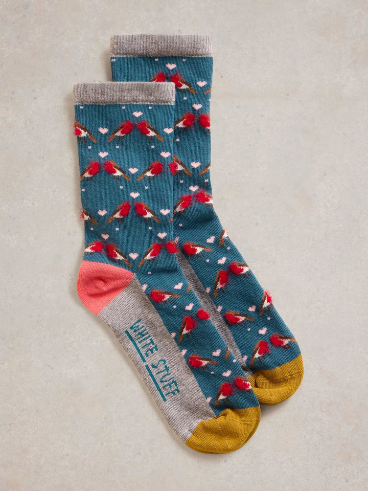 Chaussettes duveteuses avec des merles