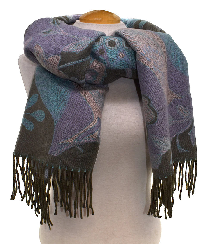 Foulard tissé orné d’un motif d’oiseaux