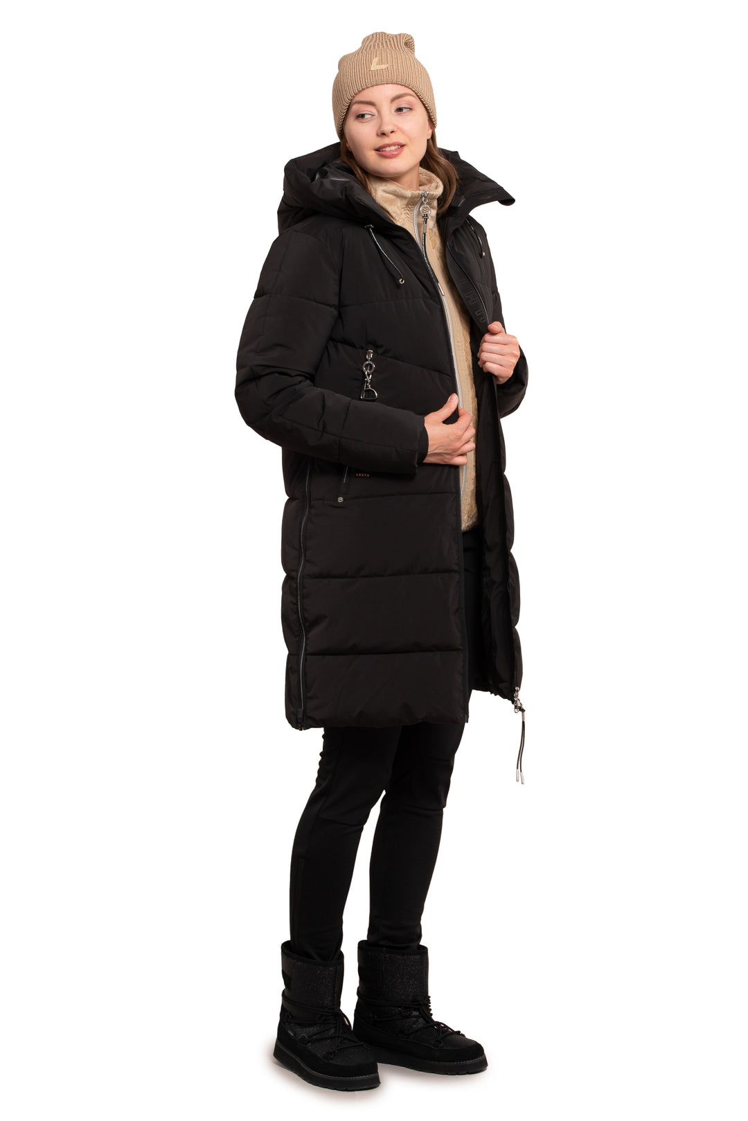 Manteau long de type puffer coupe classique