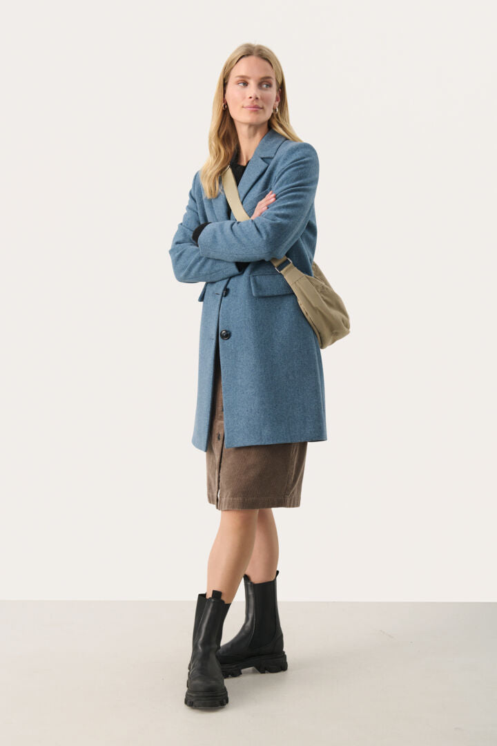 Manteau de type trench en laine recyclée