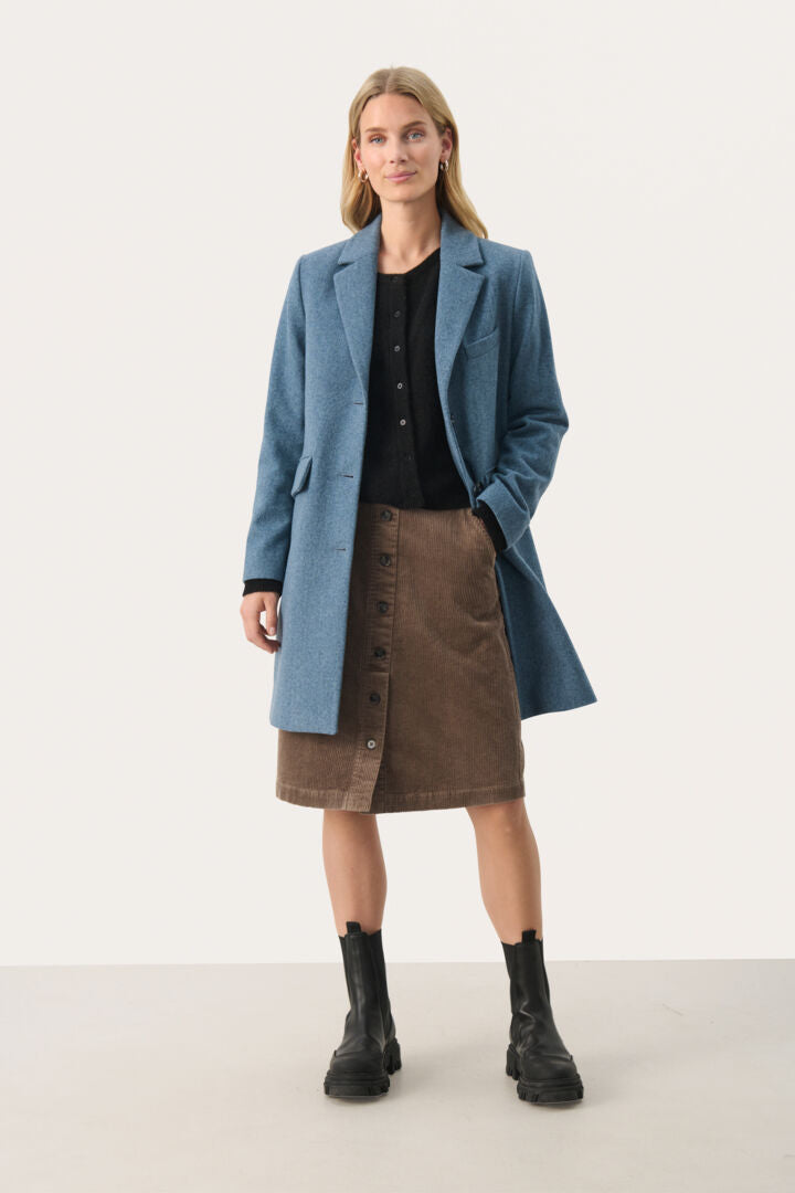 Manteau de type trench en laine recyclée