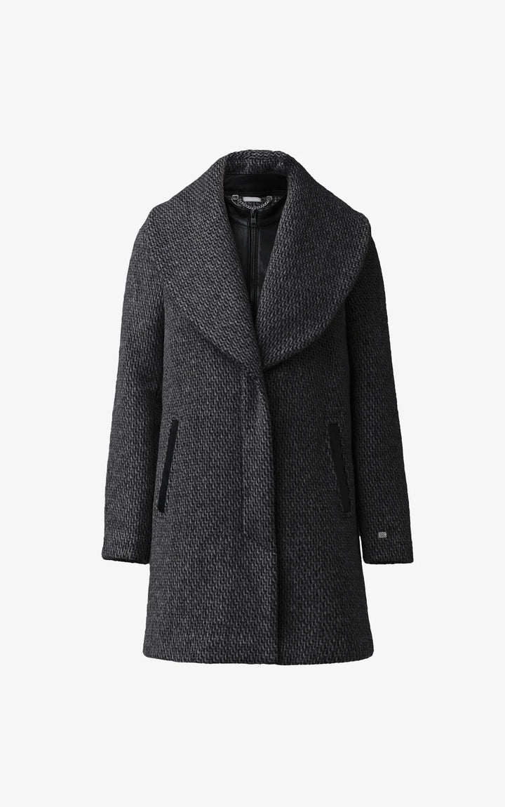 Manteau en mélange de matériaux