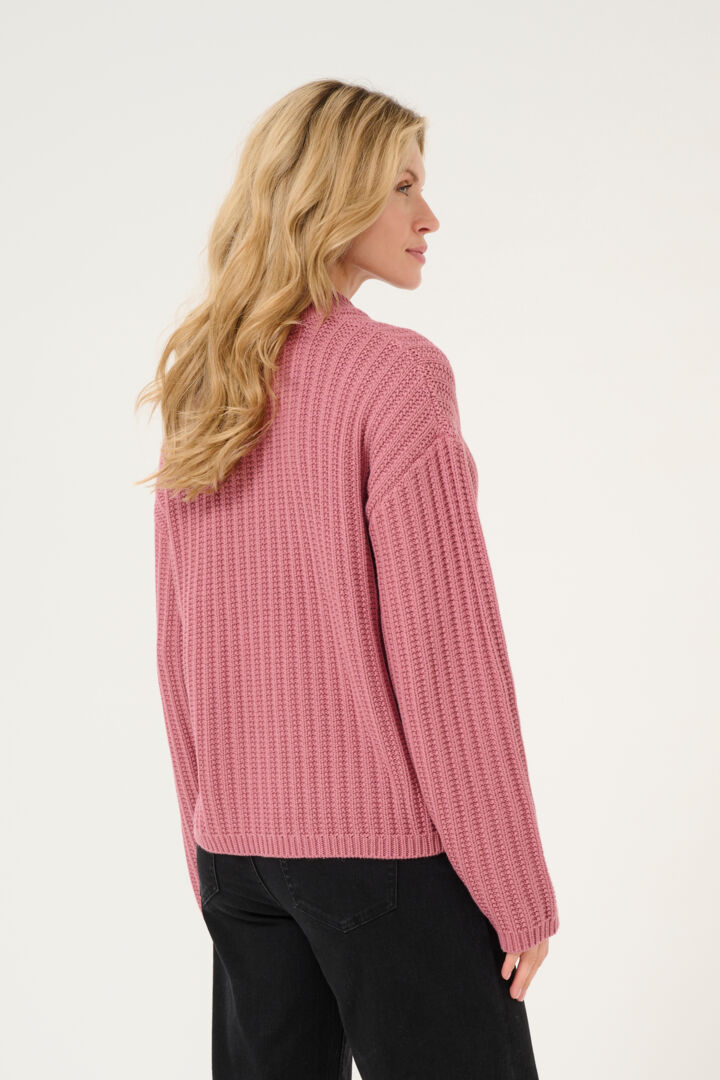 Pullover avec rayures verticales intégrées dans le tricot