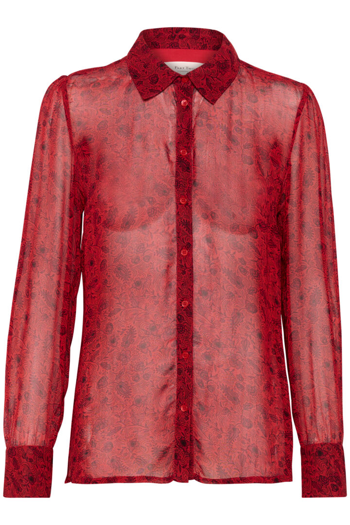 Chemise transparente avec motif de feuilles