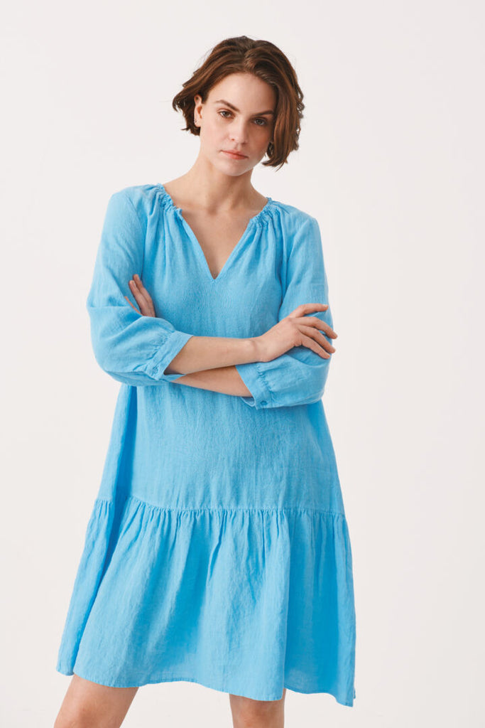 Robe ample color en lin Rue